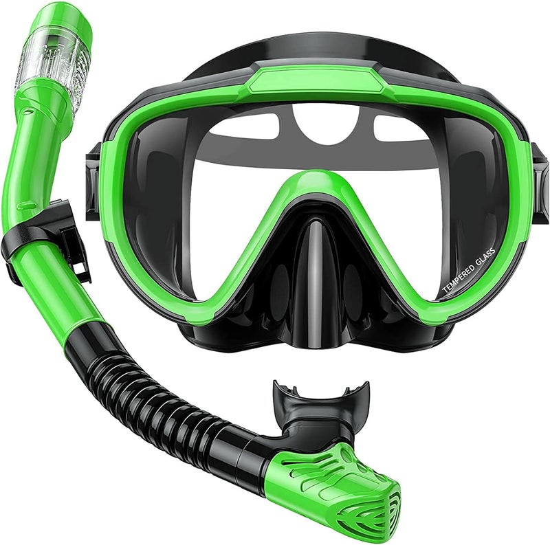 Seovediary Snorkel Set Adults Snorkeling Gear Anti-Fog Panoramic View Swim Mask Dry Top Snorkel Kit with Carry Bag for Snorkeling Scuba Diving Swimming Travel - Image 1